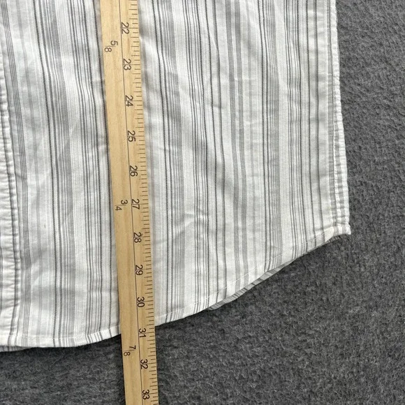Roar Striped Button Down Shirt Mens L White Embroidered LS Grunge Gothic *FLAWS - Picture 13 of 15